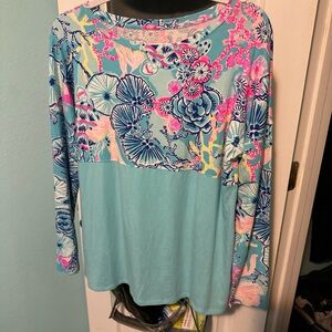 Lilly Pulitzer Floral Long Sleeve Top - Blue and Pink